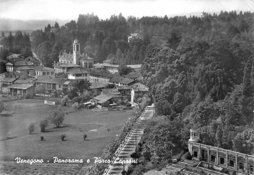 Cartolina Venegono Panorama e Parco Caproni 1951