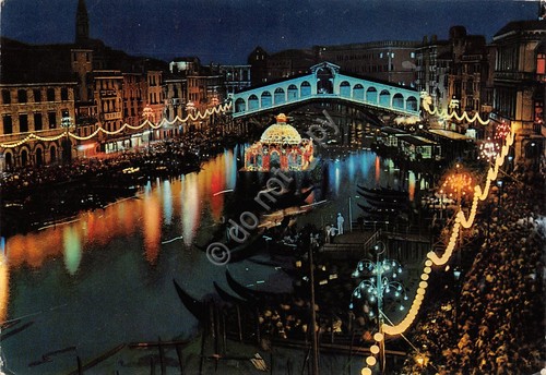 Cartolina Venezia Festa delle Luci in Canla Grande