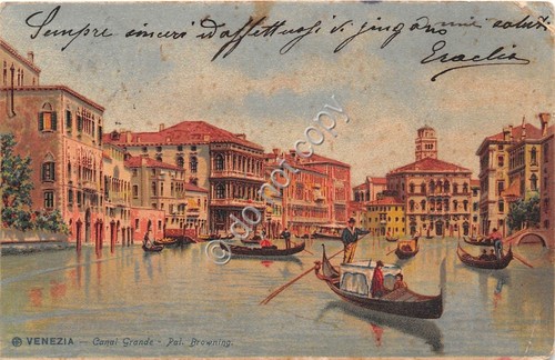 Cartolina Venezia Illustrata Browning Canal Grande primi '900