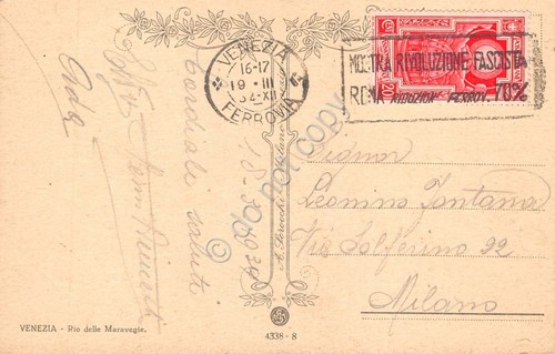 Cartolina Venezia illustrata Rio delle Meravegie 1934 Ed. Scrocchi
