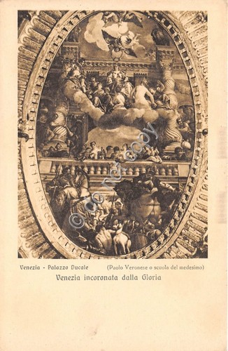 Cartolina Venezia Incoronata dalla gloria Palazzo Ducale Illustrata