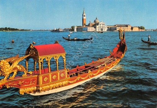 Cartolina Venezia Isola di san Giorgio Antica imbarcazione gondola