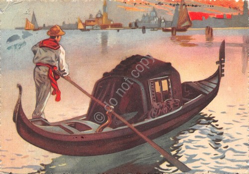 Cartolina Venezia la gondola illustrata timbro filatelico IX Mostra ceramica