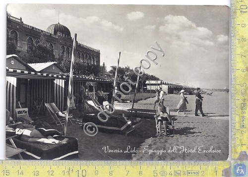 Cartolina Venezia Lido - Hotel Excelsior - Spiaggia - anni …