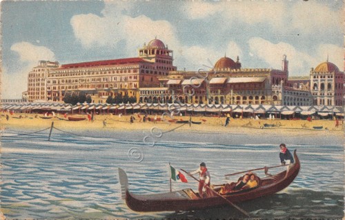 Cartolina Venezia Lido Grand Hotel Excelsior dal mare illustrata 1930 …