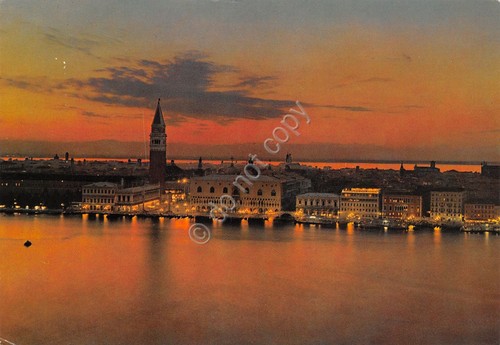 Cartolina Venezia notturno dalla laguna
