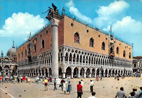 Cartolina Venezia Palazzo Ducale animata colorata anni '60
