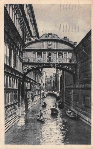 Cartolina Venezia Ponte dei Sospiri 1934 gondole