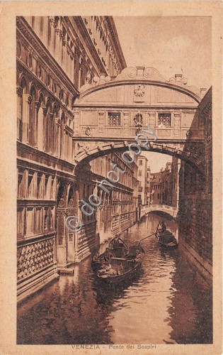 Cartolina Venezia Ponte dei Sospiri barca da trasporto con bambini …