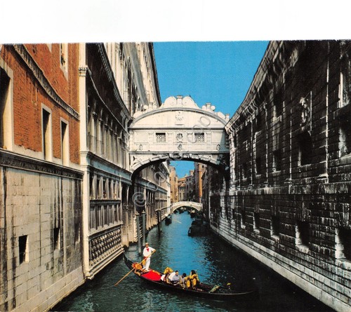 Cartolina Venezia Ponte dei Sospiri gondola animata