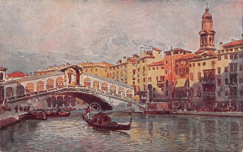 Cartolina Venezia Ponte di Rialto n.115-7 illustrata