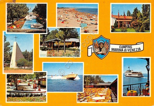 Cartolina Venezia Punta Sabbioni Camping Marina di Venezia vedute 1977