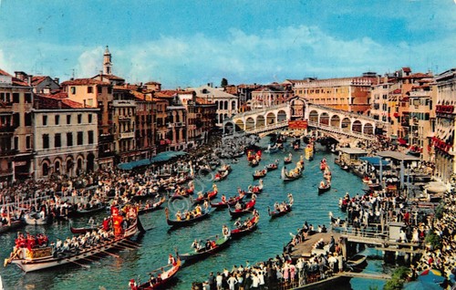 Cartolina Venezia Regata Storica a Rialto Timbro Aeronautica Militare 1972