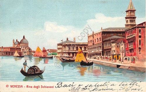 Cartolina Venezia Riva degli Schiavoni illustrata Trevisan ? 1904