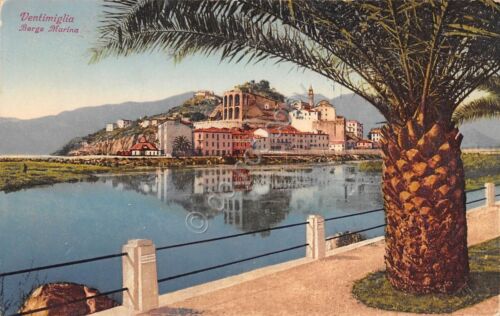 Cartolina Ventimiglia Borgo Marina illustrata 1940