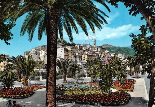 Cartolina Ventimiglia città vecchia dai giardini Timbro PT 1962 (Imperia)