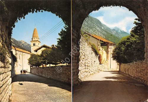 Cartolina Venzone Udine Chiesa S. Giovanni 2 vedute 1977