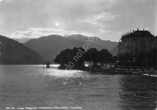 Cartolina Verbania Pallanza Lago e Hotel Bellevue 1951