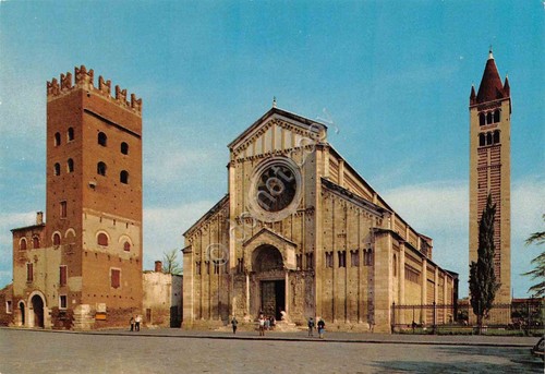 Cartolina Verona Basilica di San Zeno animata