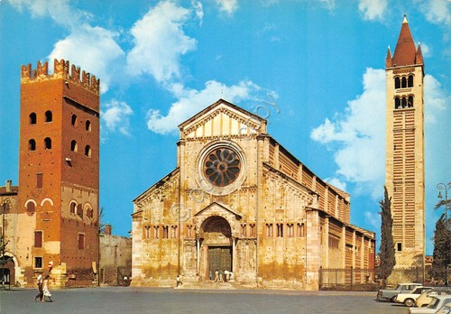 Cartolina Verona Chiesa di San Zeno auto animata