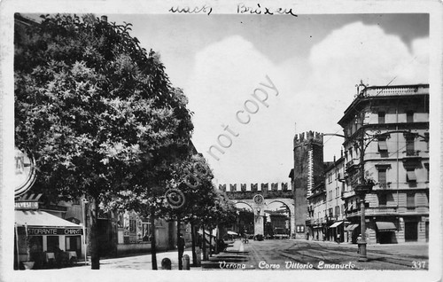 Cartolina Verona Corso Vittorio Emanuele Ristorante Chianti Silvestro 1935