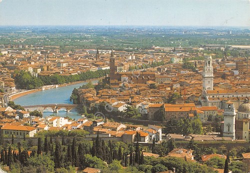 Cartolina Verona Panorama da Colle S. Pietro anni '90