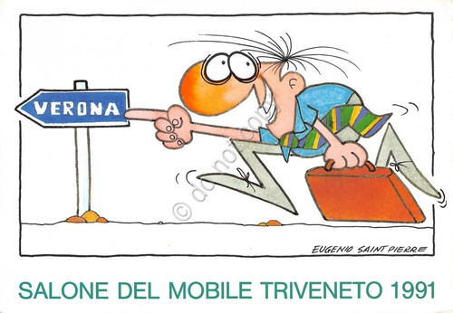Cartolina Verona Salone del Mobile Triveneto Illustrata Saint Pierre 1991