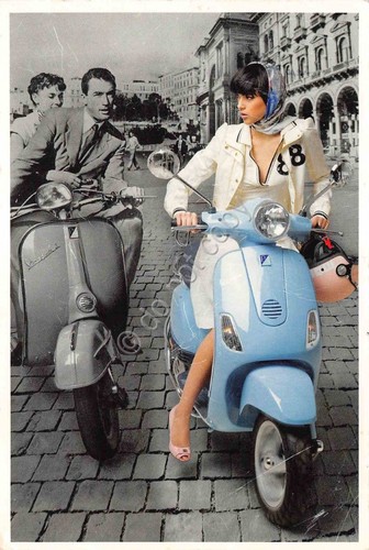 Cartolina Vespa Piaggio ieri e oggi