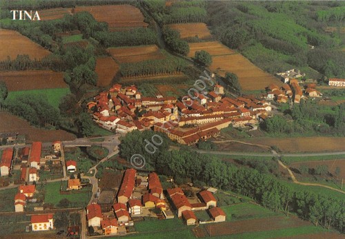 Cartolina Vestignè frazione Tina veduta aerea 1993