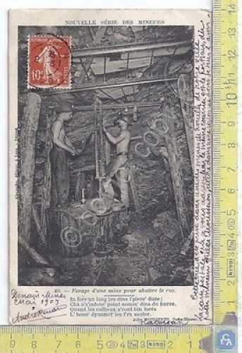 Cartolina VG Mineurs - Forage d'une mine pour abattre la …