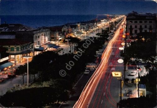 Cartolina Viareggio Notturno viali a mare (Lucca)