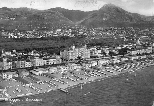 Cartolina Viareggio panorama aereo (Lucca)