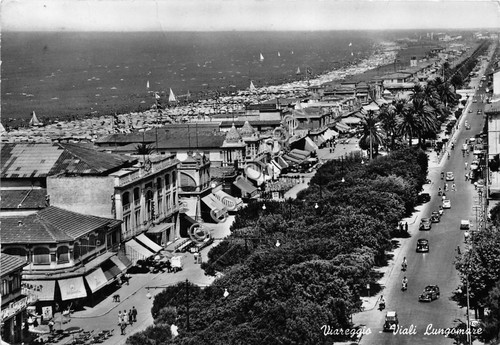 Cartolina Viareggio Viali lungomare 1958