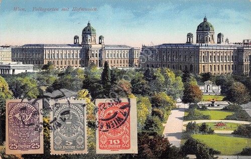 Cartolina Vienna Wien Volksgarten Hofmuseen 1920 Illustrata