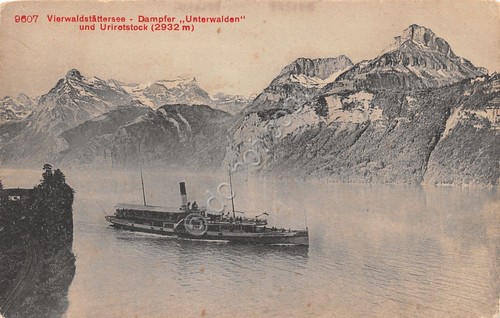 Cartolina Vierwaldstattersee Dampfer Unterwaiden und Urirostock 1912 Nave