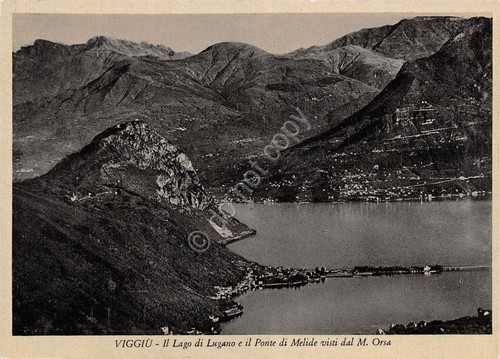 Cartolina Viggiù Lago di Lugano e Ponte di Melide