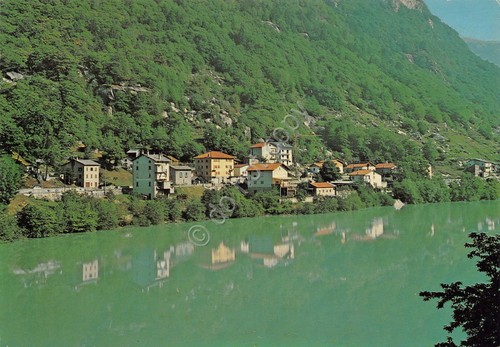 Cartolina Villa di Chiavenna Panorama e lago case 1990