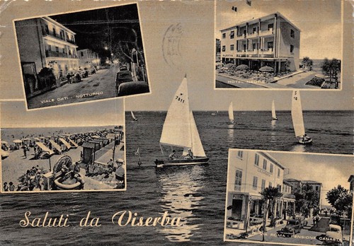 Cartolina Viserba Barca a vela Vedutine (Rimini)