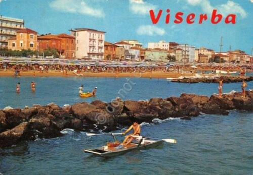 Cartolina VIserba veduta dalla spiaggia timbro targhetta PT 1971 (Rimini)