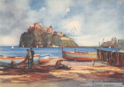 Cartolina Visioni Marine barche pescatori Illustrata Frattini
