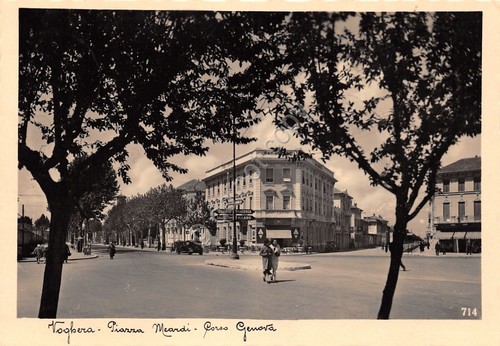 Cartolina Voghera Piazza Meardi Corso Genova animata 1936