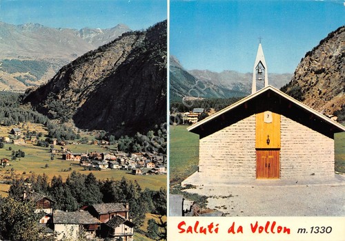 Cartolina Vollon vedute varie chiesa 1973