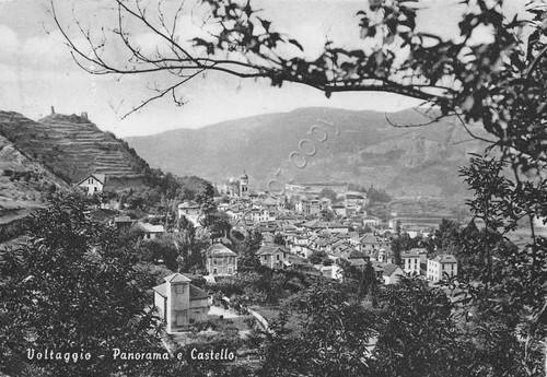 Cartolina Voltaggio Panorama e Castello 1962