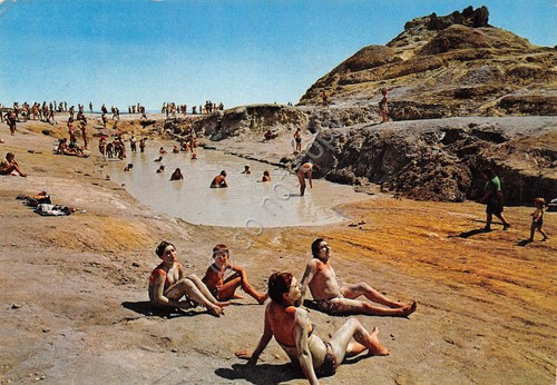Cartolina Vulcano Isole Eolie Fanghi termali 1978 animata