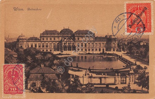Cartolina Wien Belvedere 1919 Stamps 10 e 6 Heller