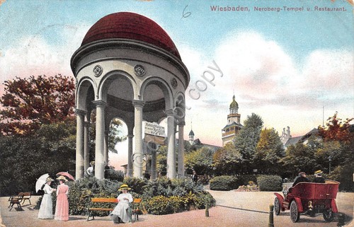 Cartolina Wiesbaden Neroberg Tempel u.Restaurant 1912