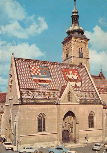 Cartolina Zagreb Church of St. Mark anni '80