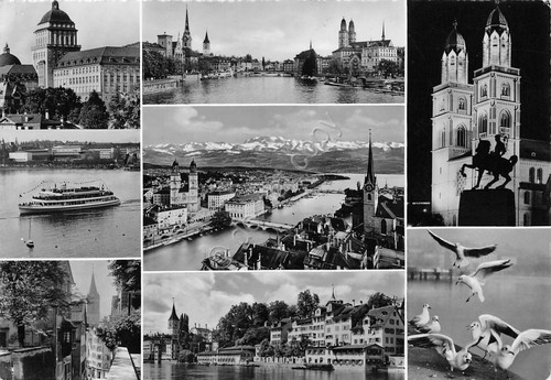 Cartolina Zurich multi view 1959