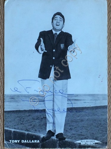 Cartoncino con dedica autografa - Tony Dallara - Anni '60