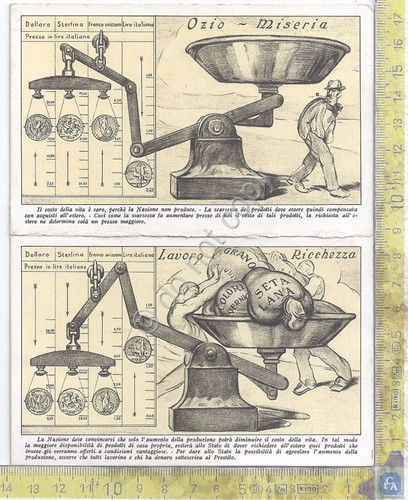Cartoncino doppio - Prestito Nazionale - Ozio Miseria Lavoro Ricchezza …